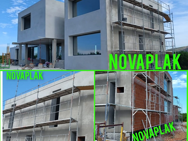 Proceso de fachada con morteros y monocapa en Ondara.